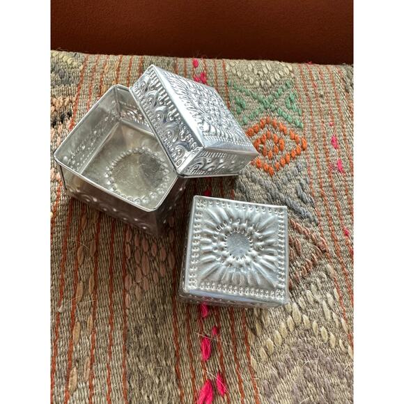 Decorative Tin Box Set of 2 Gifts Punched Tin Ethnic decor - Picture 10 of 11